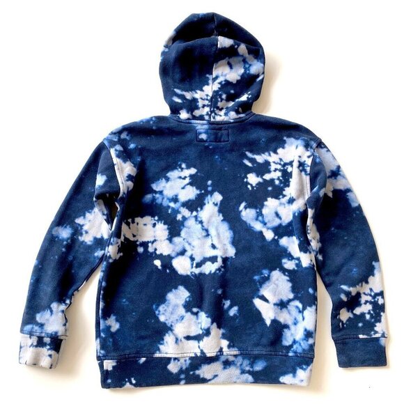 Abercrombie Kids Boys 11-12 Essential Logo Hoodie Sweatshirt Tie Dye Navy White - Picture 2 of 11